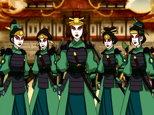 Suki and her Kyoshi Warriors assembled.