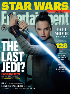 Rey on the Entertainment Weekly cover for The Last Jedi.