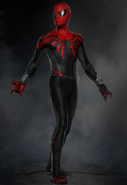 Concept art of a Spider-Man suit design.