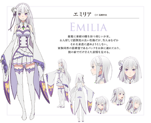 Emilia's character design for the anime adaptation.