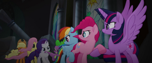 Mane Six and Spike forming a chain MLPTM