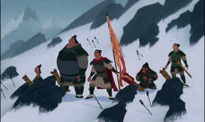 Yao, "Ping," Chien-Po, and Ling waiting for the smoke to clear up to see if there are enemy forces still alive.