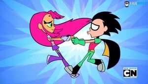 Robin and Starfire dancing