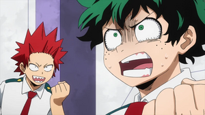 My hero academia - Eijiro cheers Izuku on