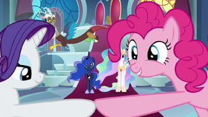 Pinkie and Rarity with hooves in center S9E1