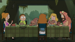S3e1 sitting down for a meal
