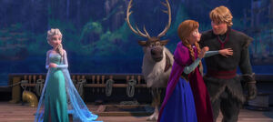 Anna stopping Kristoff from attacking Hans as she wants to confront him herself.