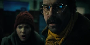 Joyce and Murray's joy being short-lived when they see the Demogorgon trying to follow Hopper out of the pit.