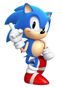 Sonic In The Pose Of The EU/JPN Sonic 1 Boxart