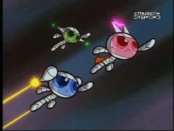 Blossom and her sisters flying into the space