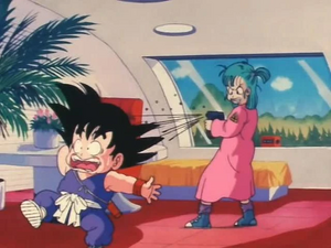 Bulma Shooting Goku
