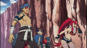 Kamina, Simon, and Yoko in Tengen Toppa Gurren Lagann Ore no Gurren wa Pikka Pika!! (1)