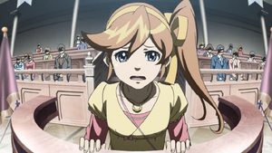As a child, tearfully testifying in court during Simon Blackquill's trial