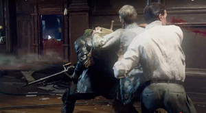 Carver being saved by Richtofen by ripping the Zombie off of him.