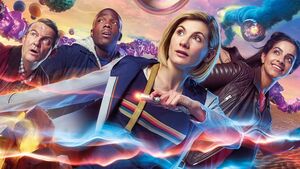 The 13th Doctor with her companions Graham O'Brien, Ryan Sinclair and Yasmin Khan.