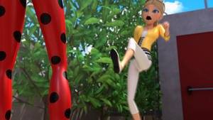 Chloé sees Ladybug and fall down 