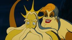 Triton being manipulated by Ursula to take Ariel's place.