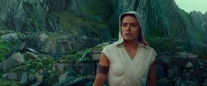 Rey surprised to see Luke Skywalker's Force spirit.