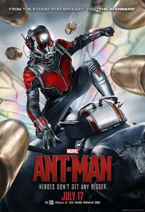 Ant-Man riding an ant, dogging bullets.