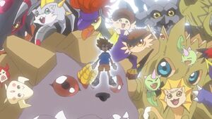 Taichi and many more Digimons from his adventures