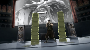 Bolin defeated three waterbending assailants, stopping Varrick's attempted kidnapping of President Raiko.