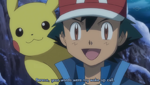 Ash telling Serena that her words helped him