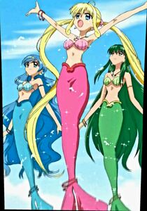 Three Mermaid Princesses jumping from the water.