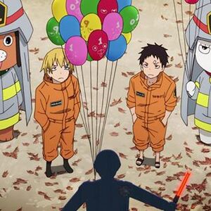 Shinra and Arthur looked at the balloons