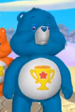 Blue care bear with trophy discount