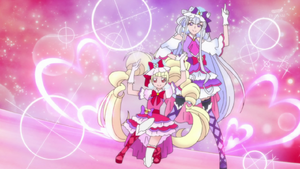 Cure Macherie and Cure Amour after using Heart Song and Heart Dance