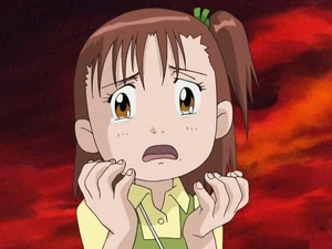 Jeri Katou beginning to cry after seeing Beelzemon kill Leomon.