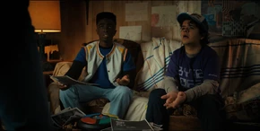 Lucas and Dustin listening to Steve question why Vecna would kill the Creel family, then disappear for thirty years, and return to start killing teenagers.