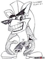 An early concept art drawing of Crash Bandicoot