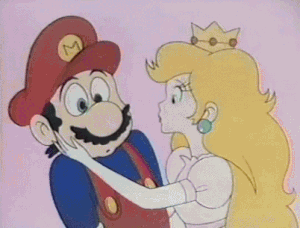 Princess peach kiss mario in anime