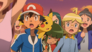 Ash, Sawyer and Clemont at the fashion show.