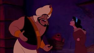 Jasmine being questioned by Razoul.