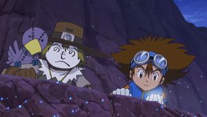 Taichi and Nohemon are above the cliff. (Ep. 47)