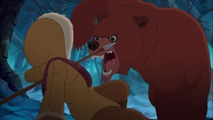 Nita is confronted by a furious Kenai (who is unaware of her identity).