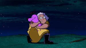 Muriel hugs Courage