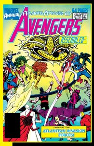 Black Panther with the Avengers and other heroes during the "Atlantis Attacks" storyline.