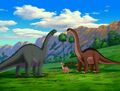 Grandpa Longneck with Bron and Littlefoot