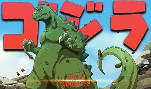An anime-styled Hanna Barbera Godzilla.