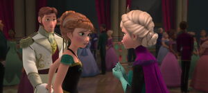 Elsa hearing Anna refuse her request as she wants Hans to be included too.