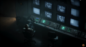 Weaver, Grey, Strauss, Carver and Raptor One in their cells while being watched by The Project Janus Security Guard.