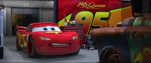 McQueen getting confused when Mater describes how he witnessed a brawl in the streets of Tokyo.
