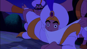 Aladdin suddenly being gagged and ambushed.