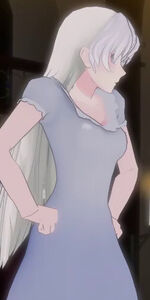 Weiss in her nightgown.