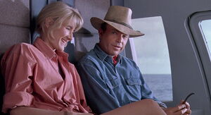 Alan and Ellie flying to Isla Nublar together.