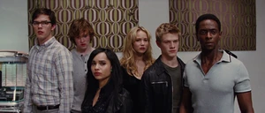 Darwin with the team as they're confronted by Sebastian Shaw.