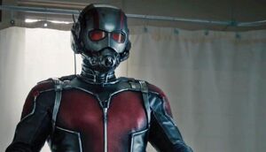 Ant-Man donning the suit in the shower.